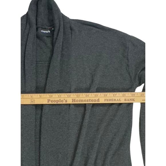 Mono B Cardigan Sweater Size Small Open Front Charcoal Gray Ribbed Stretchy - Picture 7 of 8